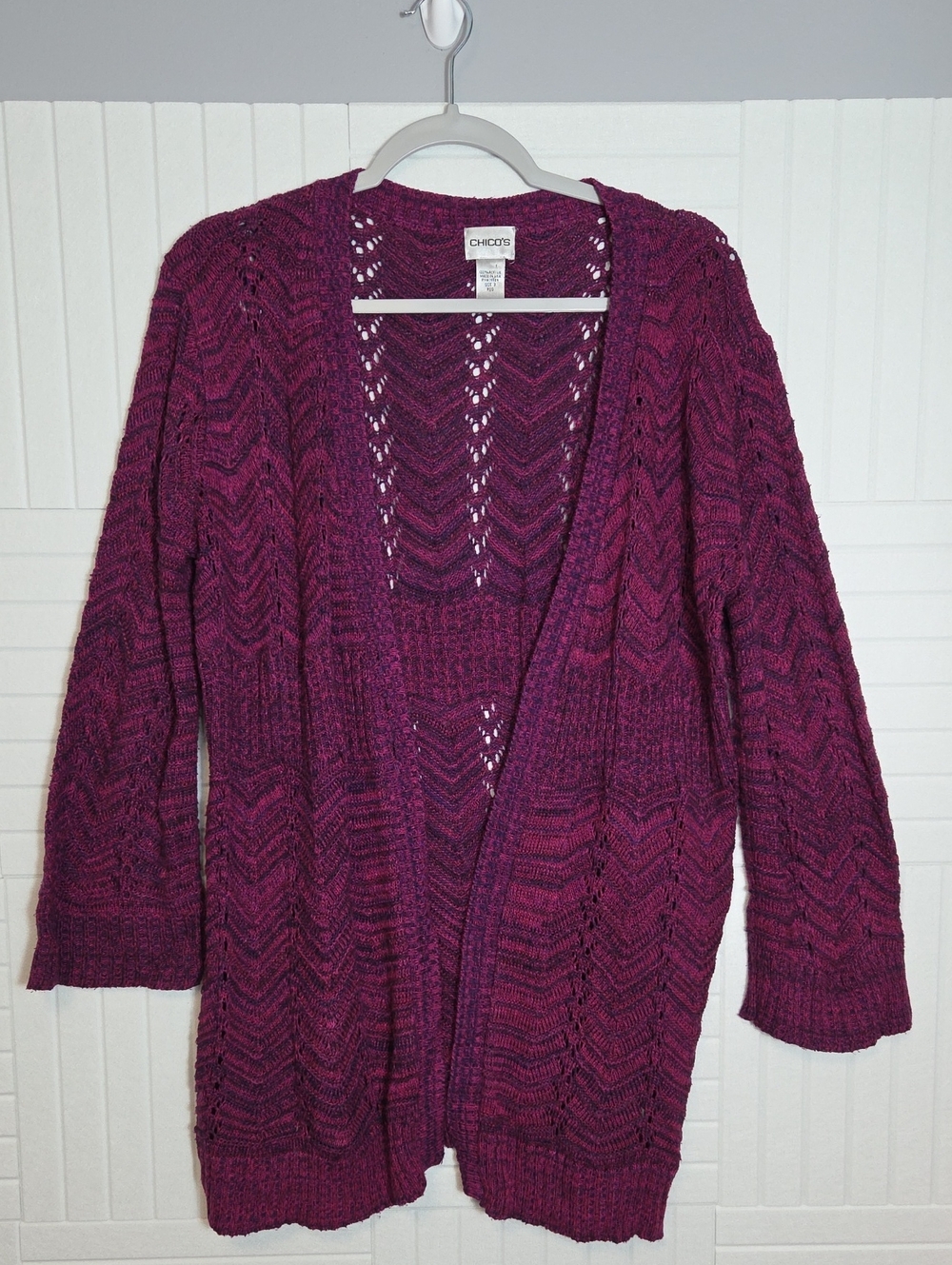 Chico's Pink And Purple Knit Cardigan Sweater Size XL